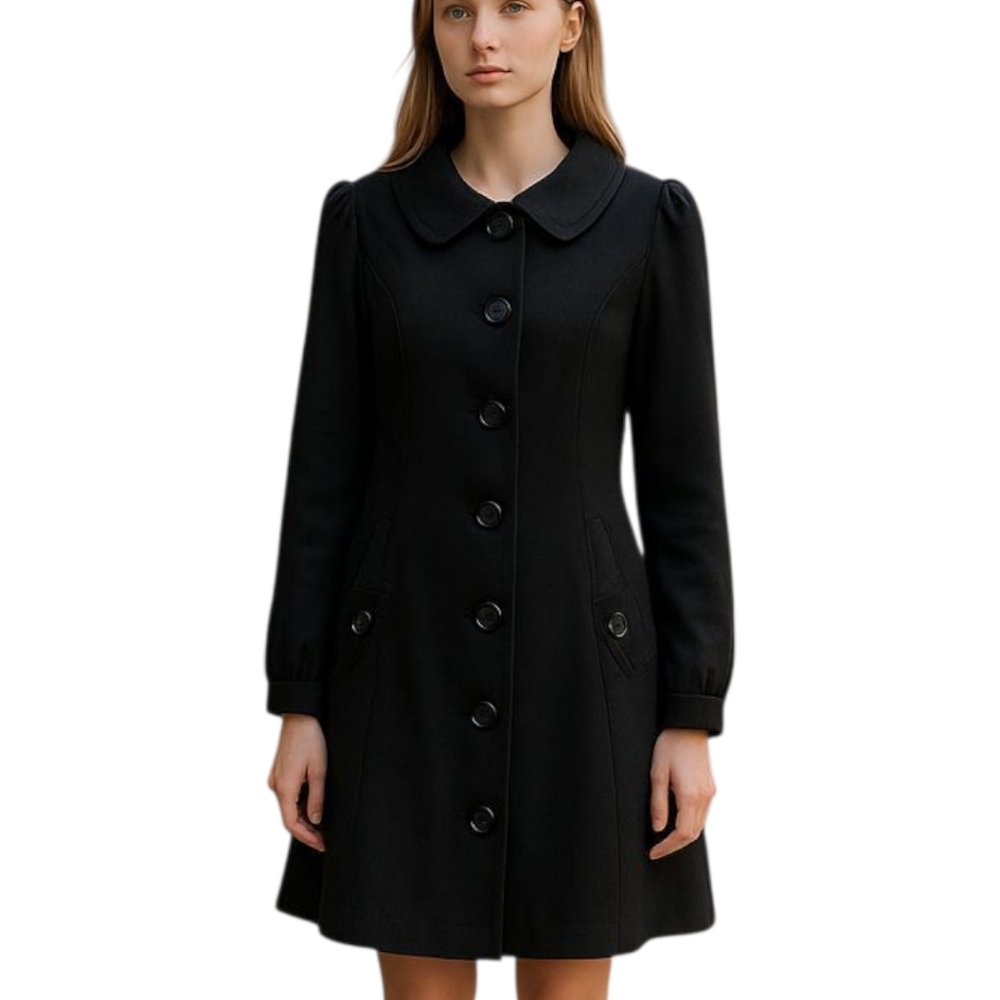🏷️KERSH WOMEN'S Med Dress Coat black Grey in good condition